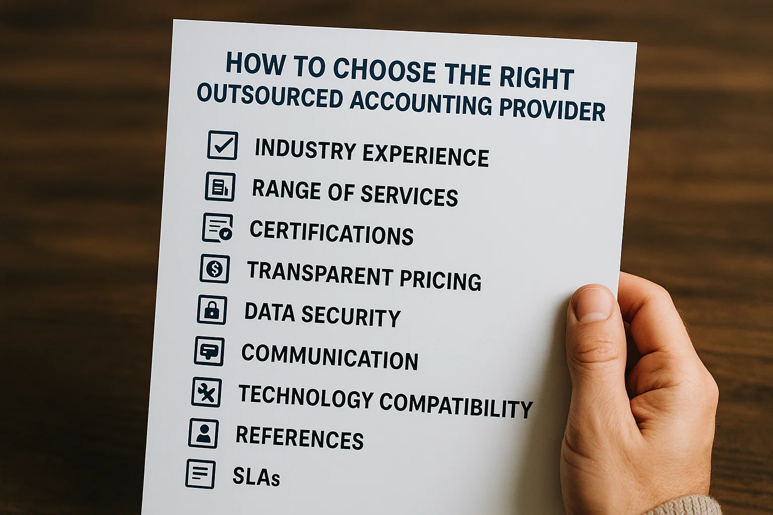 checklist  on how to choose an outsourced accounting provider
